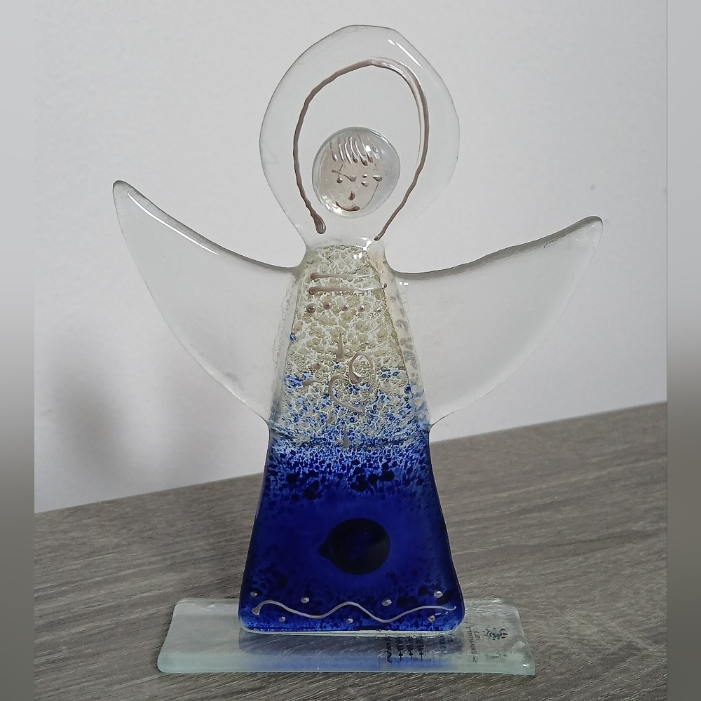 Vintage Polish Fused Glass Heavenly Angel Handmade